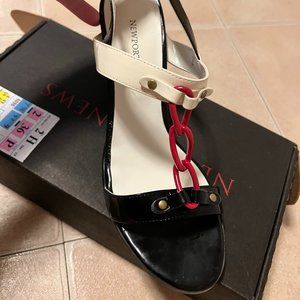 Newport News - Black/Red/White Heels with Chain - 8.5